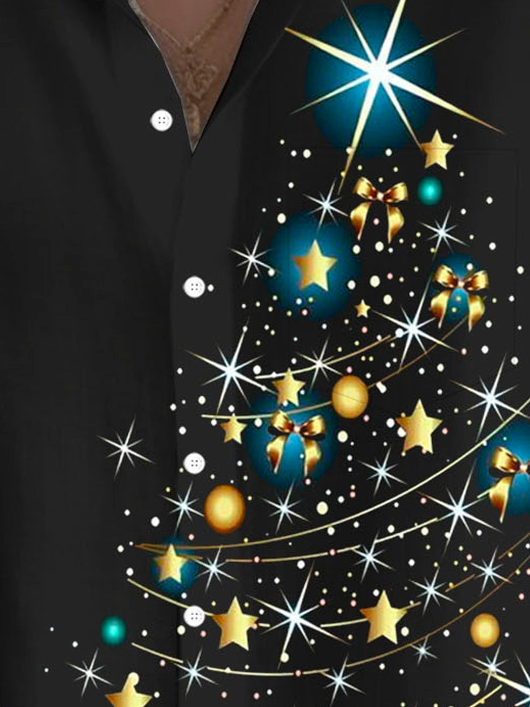 Camisa de manga corta con bolsillo abotonado y estampado navideño para hombre de Alohadaddy
