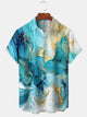 Alohadaddy Hawaiian Casual Abstract Art Button Cardigan Pocket Stretch Oversized Polyester Short Sleeve Shirt