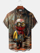 Alohadaddy Casual Collection Minions Spiderman Print Art Button Cardigan Pocket Stretch Oversized Short Sleeve Shirt