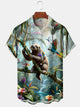 Alohadaddy Hawaiian Sloth Art Print Button Cardigan Pocket Stretch Large Size Long Short Sleeve Shirt