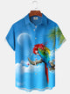 Alohadaddy Hawaiian Parrot Art Print Button Cardigan Pocket Stretch Polyester Long Oversized Short Sleeve Shirt