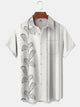 Alohadaddy Casual Stripes Delft Hydrangea Print Art Polyester Stretch Buttons Cardigan Pockets Oversized Long Short Sleeve Shirt