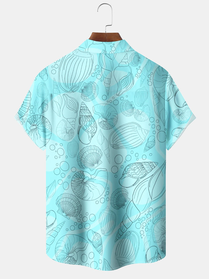 Alohadaddy® Conch Art Print Pockets Elastic Hawaiian Men&