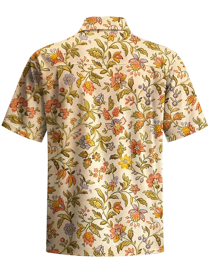 Alohadaddy® Vintage Floral Print Chest Pocket Men&