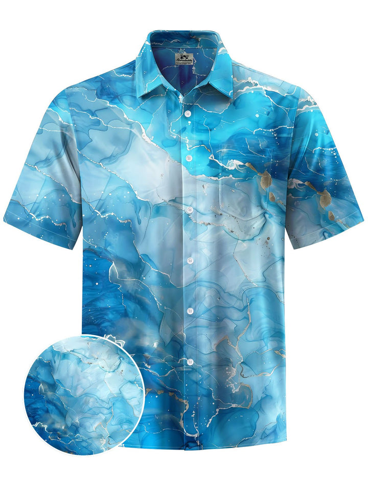 Alohadaddy® Casual Marble Print Chest Pocket Men&