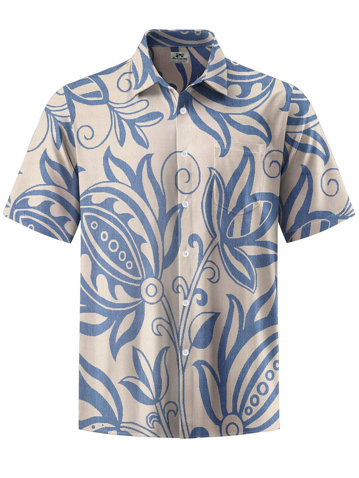 Alohadaddy® Casual Floral Print Chest Pocket Men&