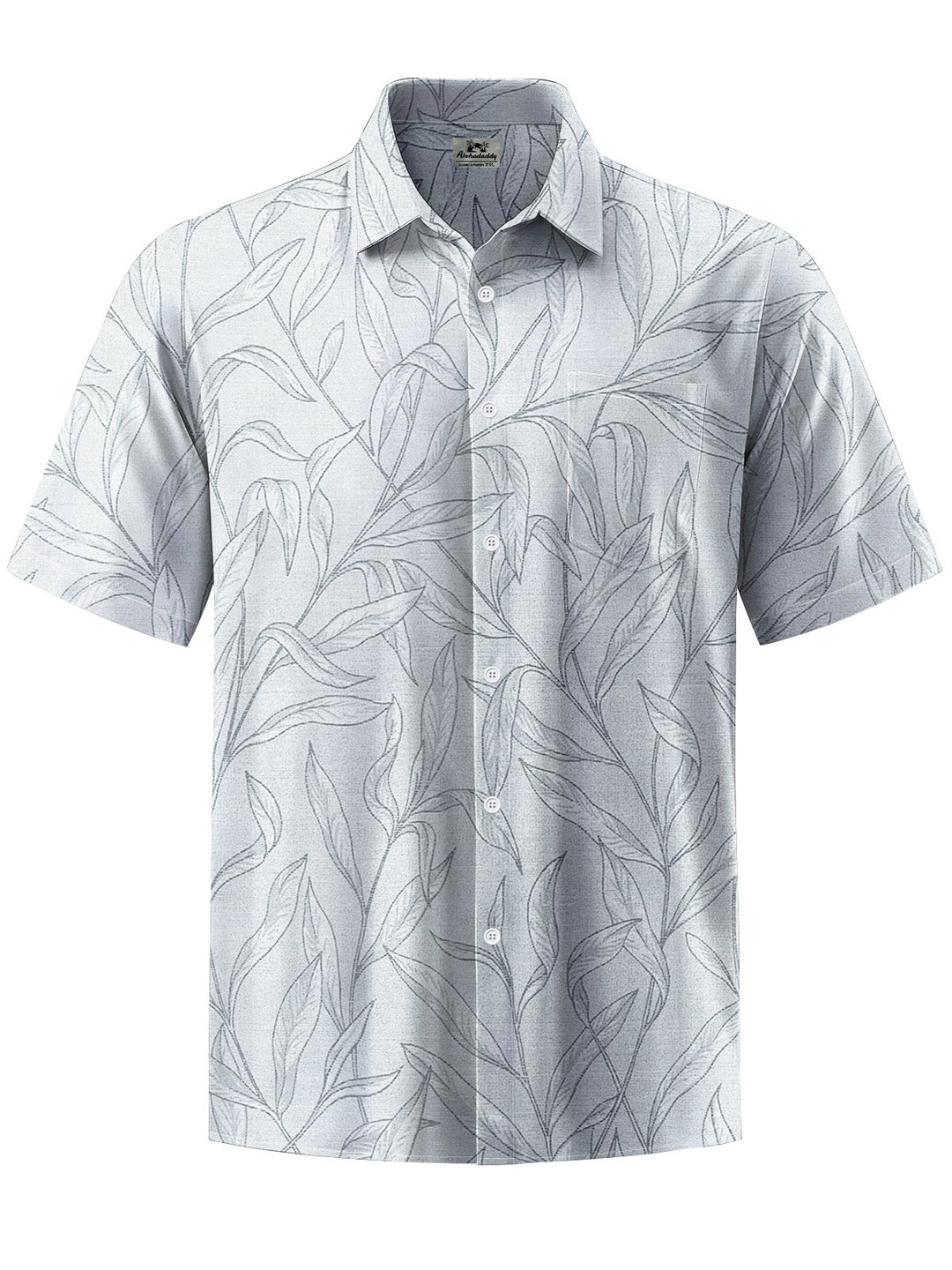 Alohadaddy® Hawaiian Leaves Print Chest Pocket Mens Short Sleeve Shirt Big &amp; Tall