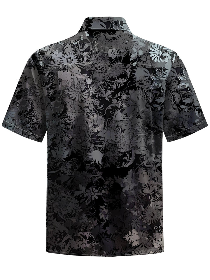 Alohadaddy® Casual Pattern Hidden Pattern Print Art Chest Pocket Men Short Sleeve Shirt Big &amp; Tall