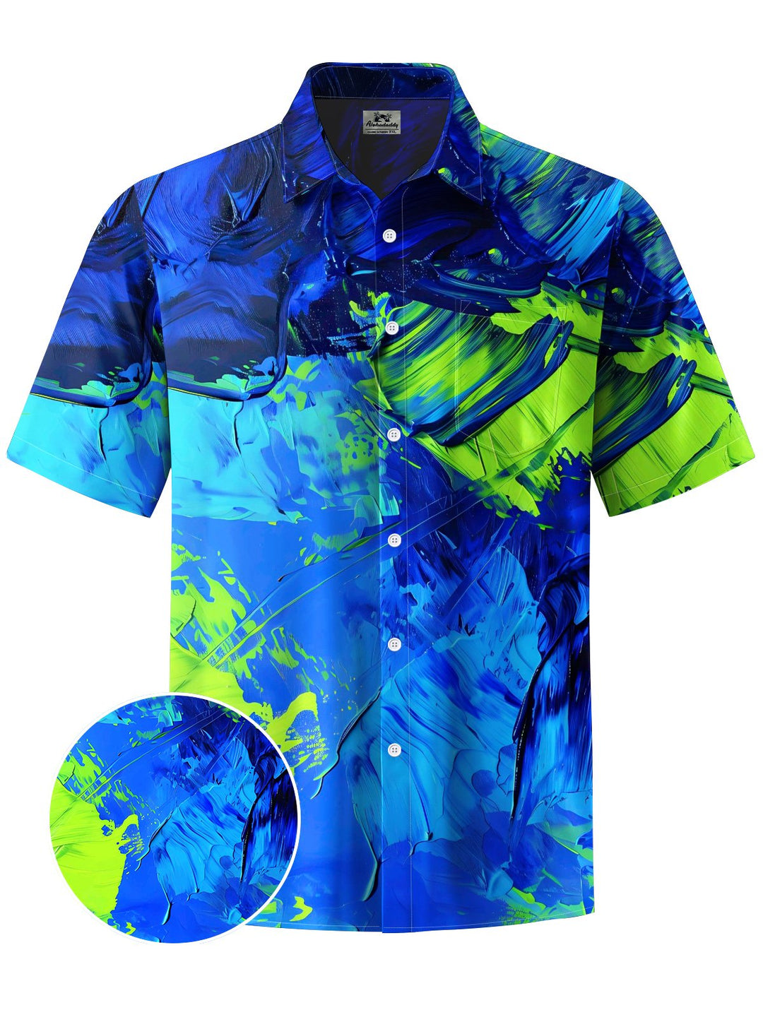 Alohadaddy® Casual Abstract Print Art Chest Pocket Men&
