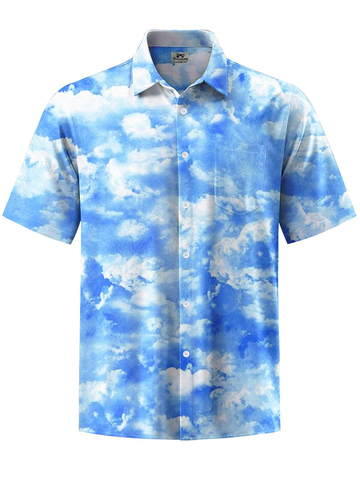 Alohadaddy® Hawaii Sky Art Print Chest Pocket Moisture Wicking Men&
