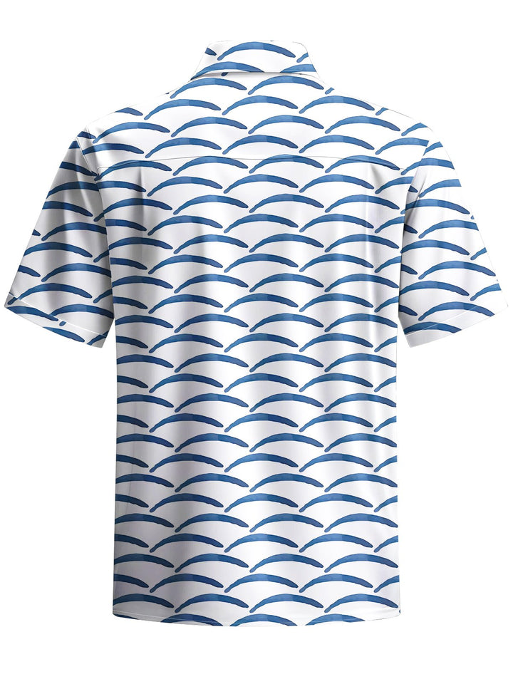 Alohadaddy® Casual Stripe Art Print Chest Pocket Men&