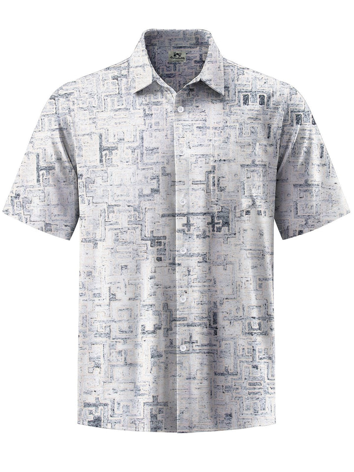 Alohadaddy® Casual Geometric Art Print Chest Pocket Men&