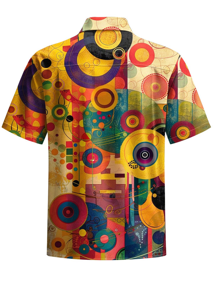 Alohadaddy® Vintage Geometric Art Print Chest Pocket Men&