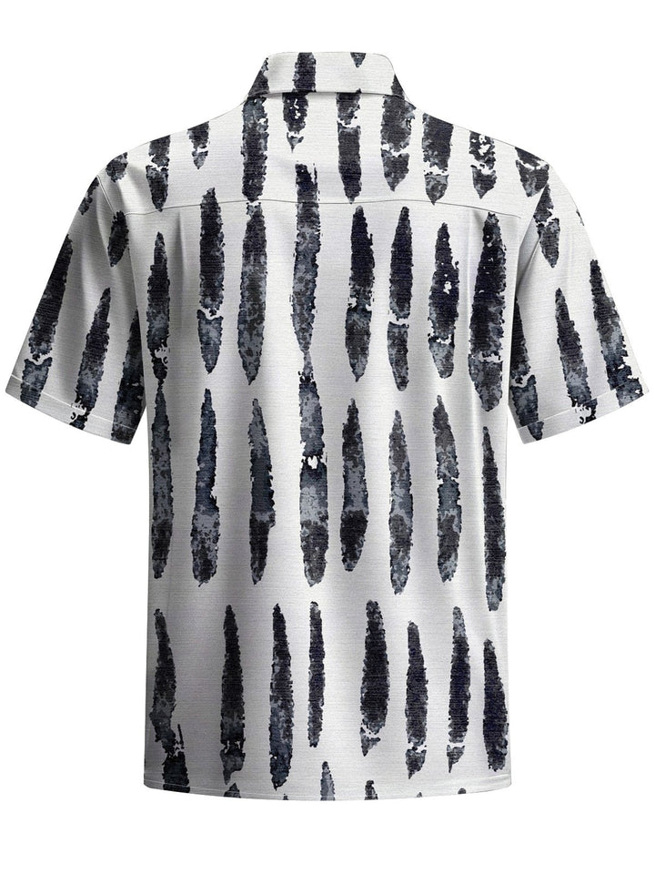 Alohadaddy® Casual Stripe Art Print Chest Pocket Men&