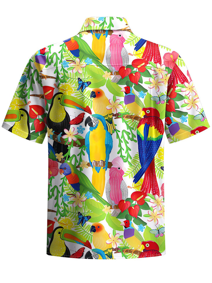 Alohadaddy® Hawaiian Parrot Art Print Chest Pocket Men&