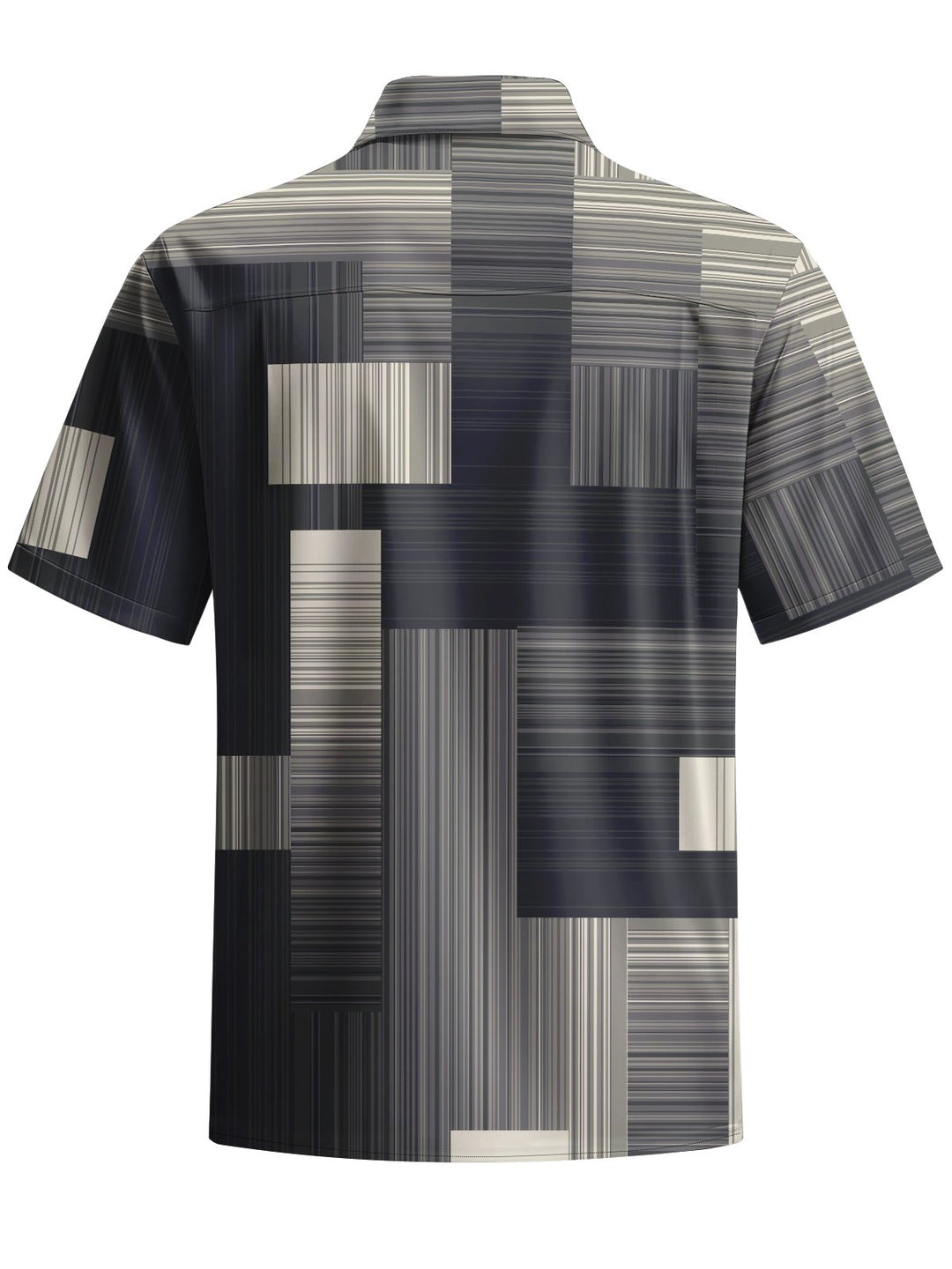Alohadaddy® Casual Stripe Geometric Art Print Chest Pocket Men&