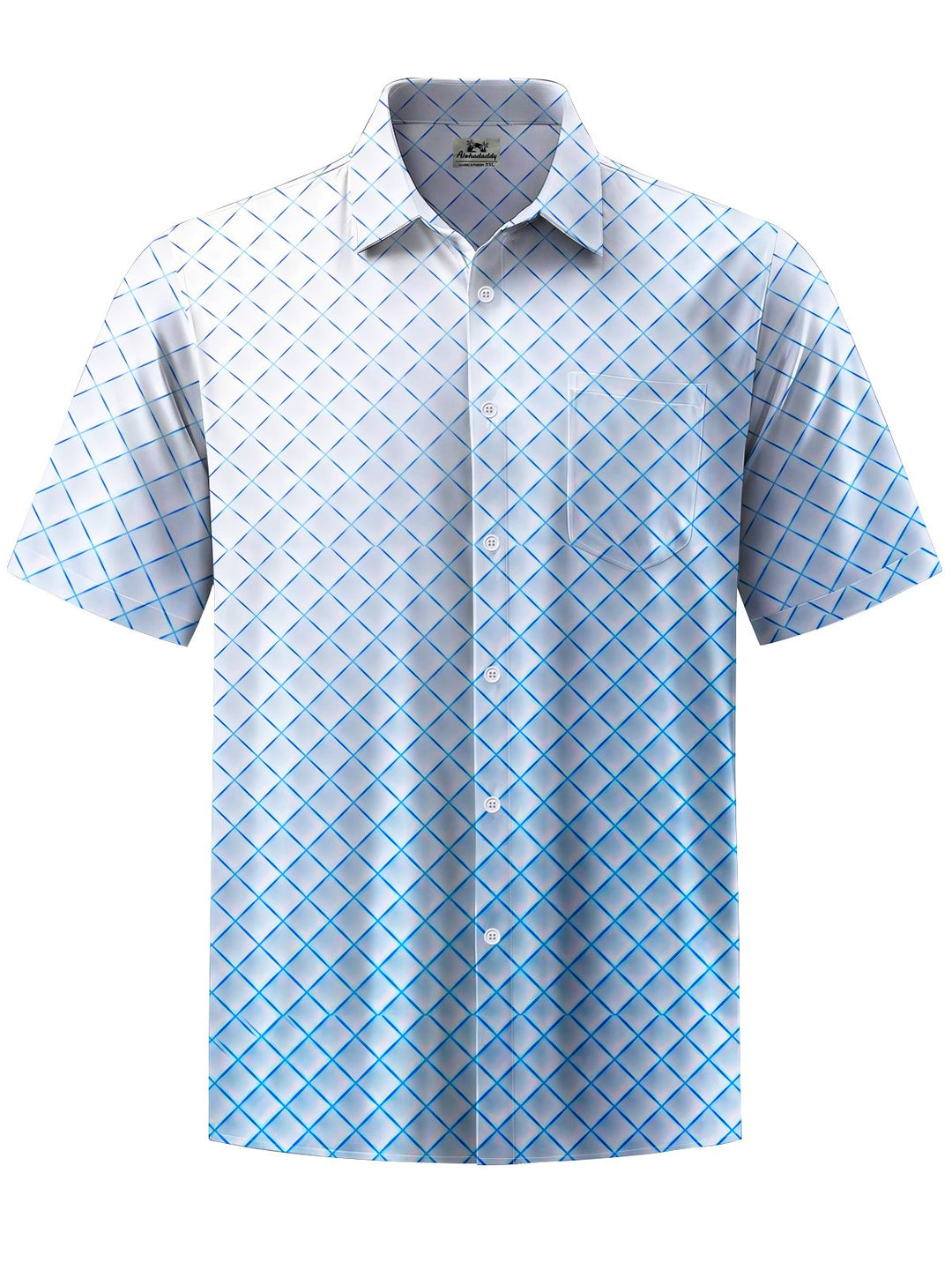 Alohadaddy® Hawaiian Plaid Ombre Art Print Chest Pocket Men&