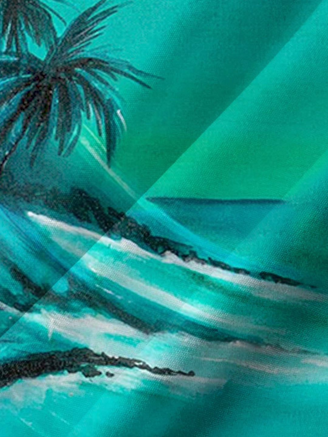 Alohadaddy® Retro Tiki Beach Holiday Art Print Chest Pocket Stretch Men&