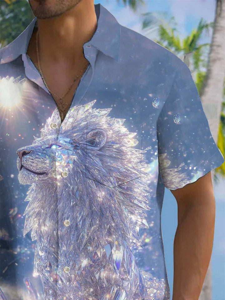 Alohadaddy® Casual Lion Diamond Art Print Pocket Stretch Men&