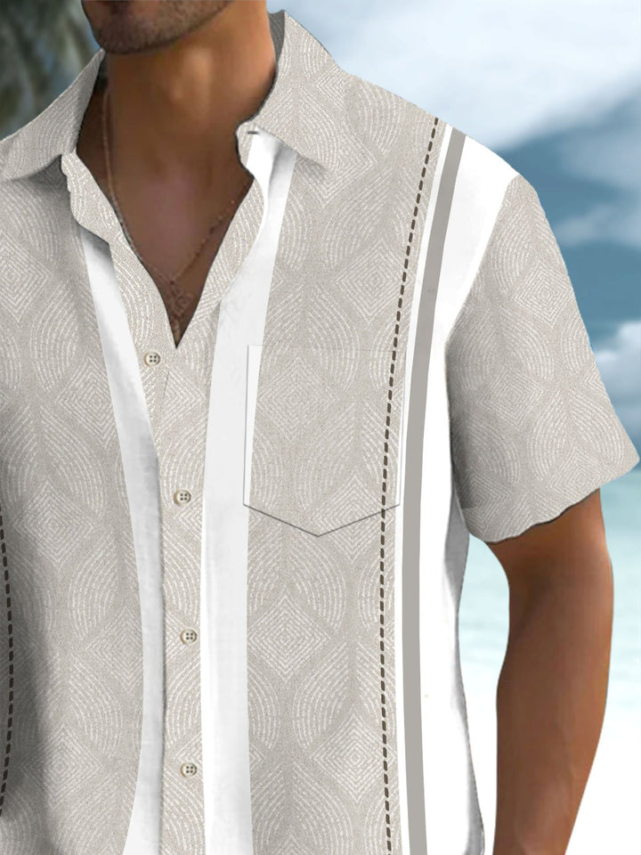 Alohadaddy® Casual Stripe Texture Print Art Stretch Pocket Men&