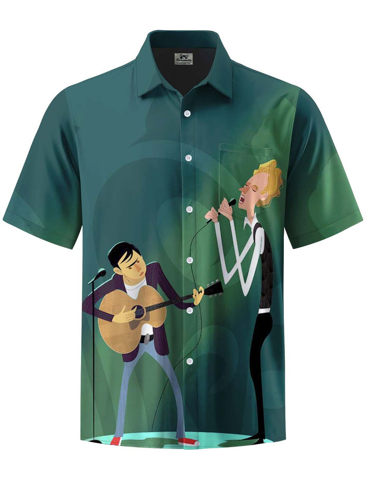 Alohadaddy® Retro Cartoon Music Performance Print Art Pocket Stretch Men&