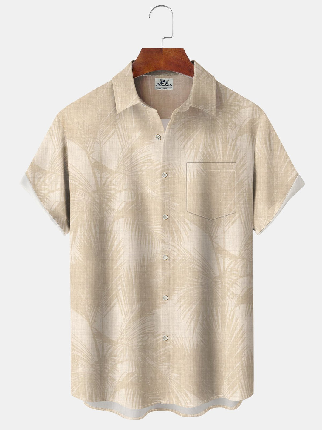 Alohadaddy® Casual Palm Leaf Print Pocket Elastic Button Men&