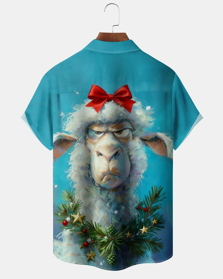 Alohadaddy® Christmas Fun Sheep Painting Printed Pocket Button Men&