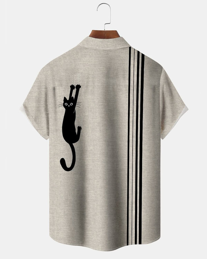 Alohadaddy® Retro Striped Cat Art Print Men&