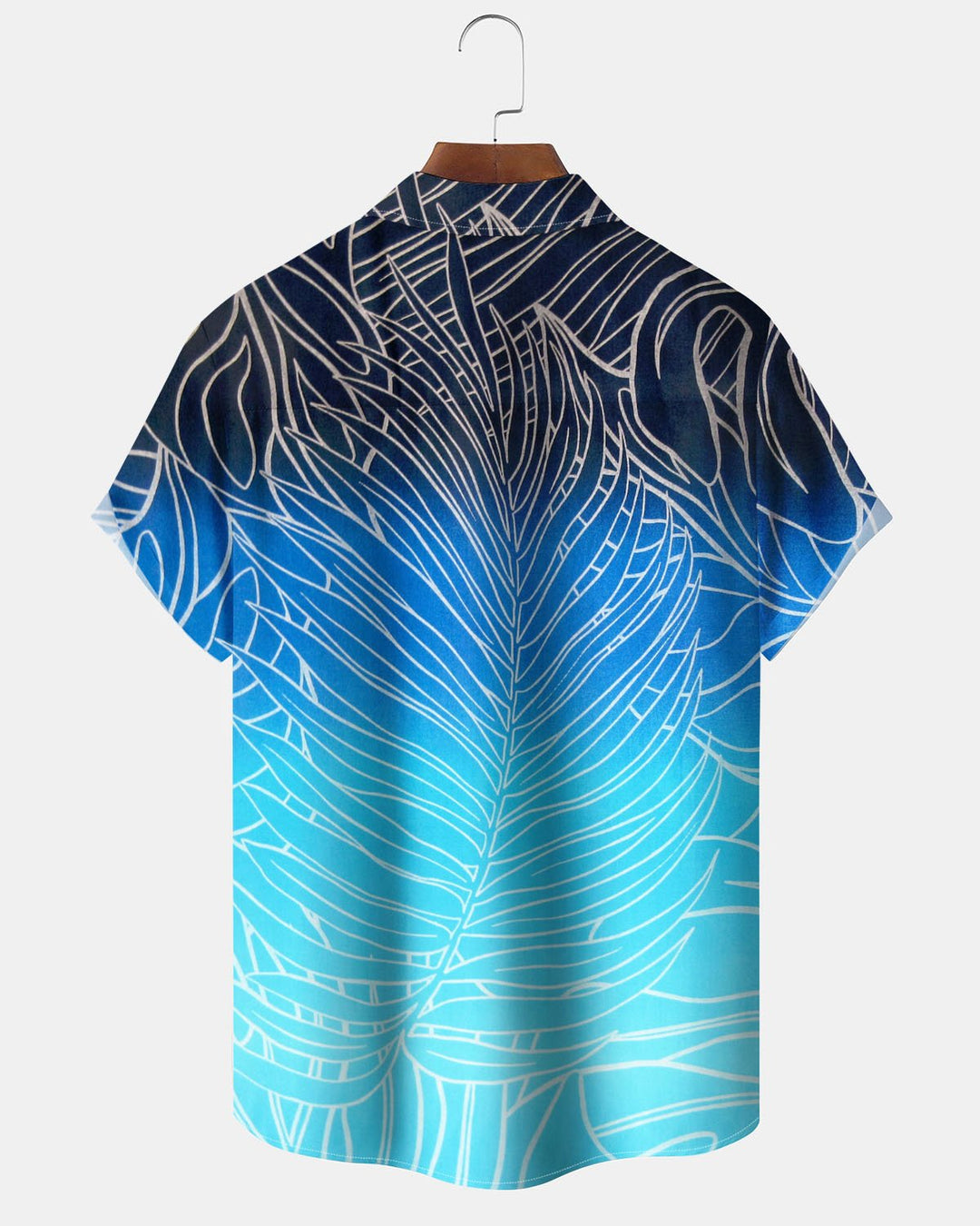 Alohadaddy® Hawaiian Gradient Leaf Print Art Pocket Button Stretch Men&