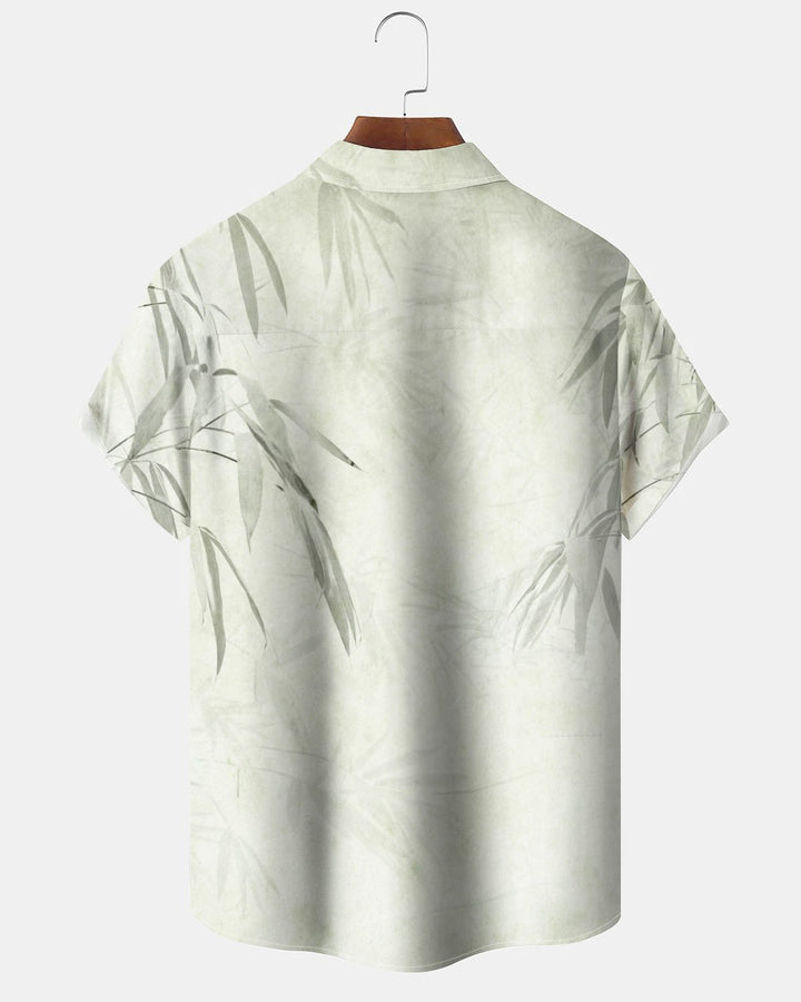 Alohadaddy® Casual Painting Bamboo Print Art Button-Down Pocket Men&