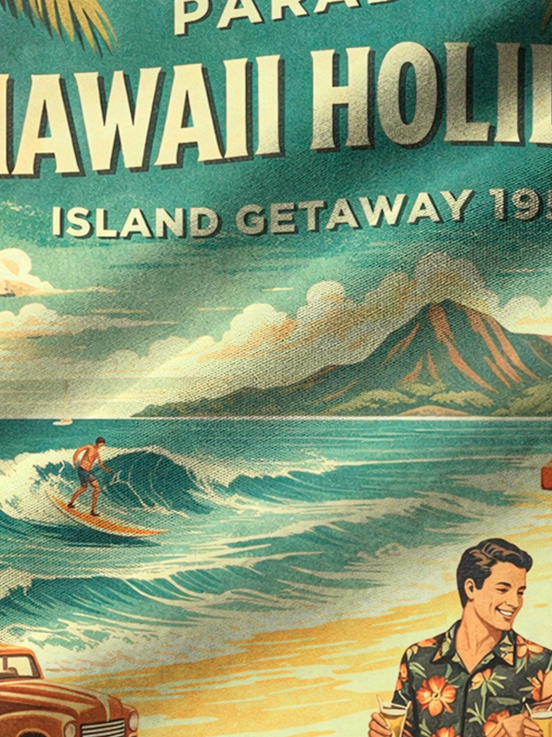 Alohadaddy® Hawaiian Floral Beach Vacation Print Men&