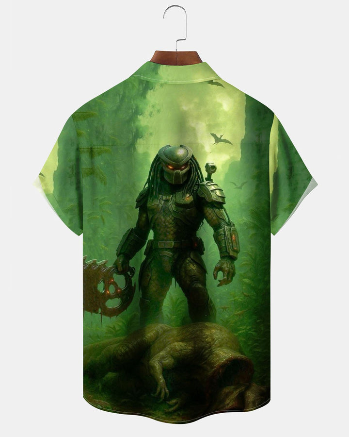 Alohadaddy® Vintage Predator Print Art Pocket Button Men&