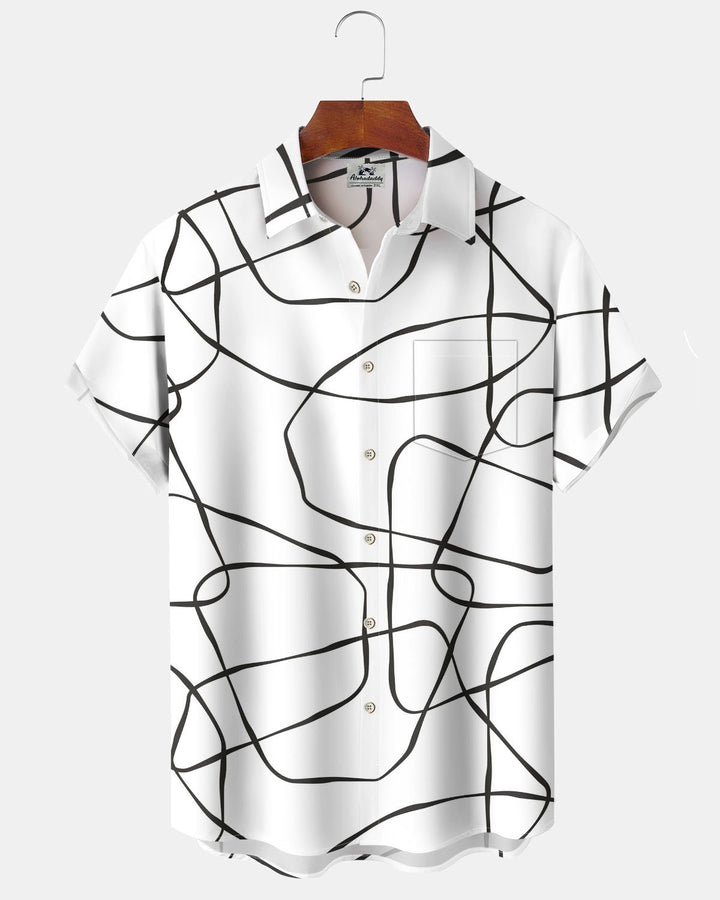 Alohadaddy® Casual Abstract Striped Print Art Button Cardigan Pocket Men&