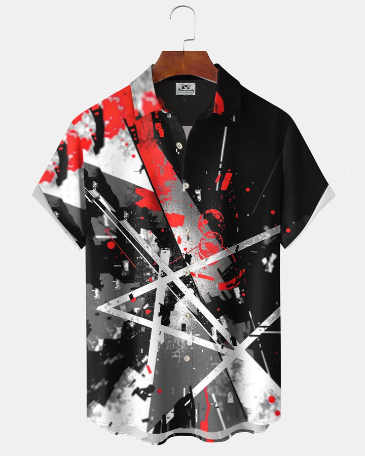 Alohadaddy® Casual Geometric Print Art Button Pocket Cardigan Men&