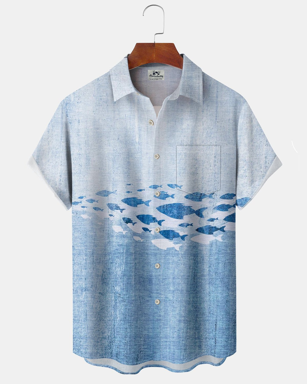 Alohadaddy® Hawaiian Fish Print Art Button Pocket Cardigan Men&