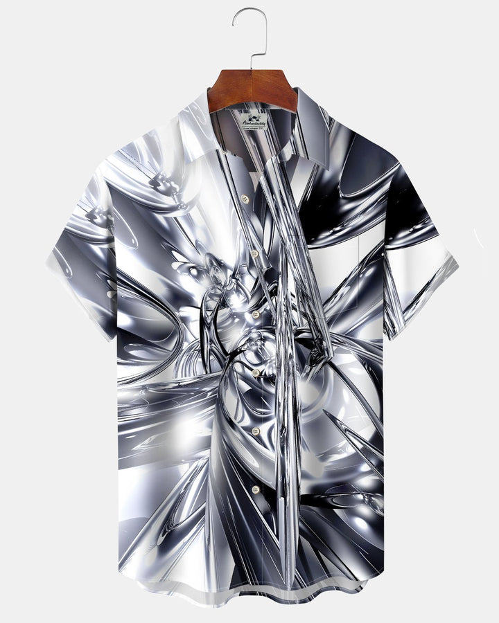 Alohadaddy® Casual Abstract Print Art Button Pocket Cardigan Men&