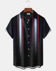Alohadaddy® Casual Geometric Print Art Button Pocket Cardigan Men's Short Sleeve Shirt Big & Tall