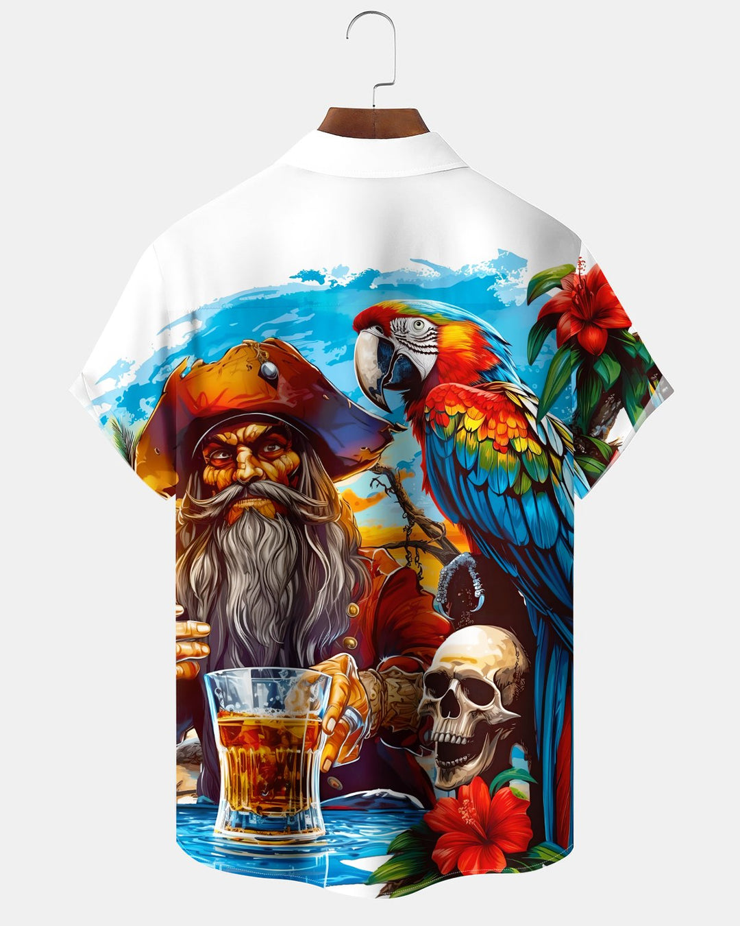 Alohadaddy® Hawaiian Parrot Print Art Button Pocket Cardigan Men&