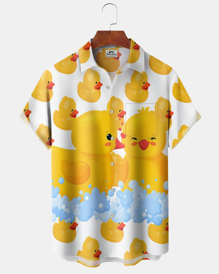 Alohadaddy® Casual Duck Print Art Button Pocket Cardigan Men&