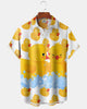 Alohadaddy® Casual Duck Print Art Button Pocket Cardigan Men's Short Sleeve Shirt Big & Tall