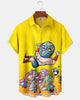 Alohadaddy® Casual Wrestling Figure Print Art Cardigan with Buttons and Pockets for Men's Short Sleeve Shirt  Big & Tall
