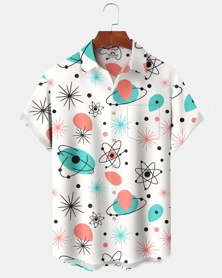 Alohadaddy® Casual Geometric Print Art Button Pocket Cardigan Men&