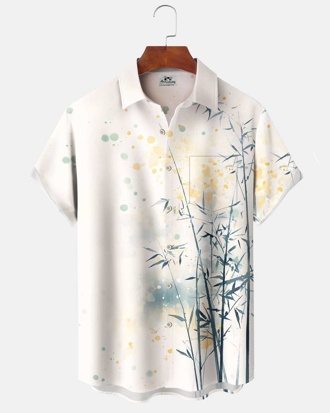 Alohadaddy® Hawaiian Bamboo Print Art Button Pocket Cardigan Men&