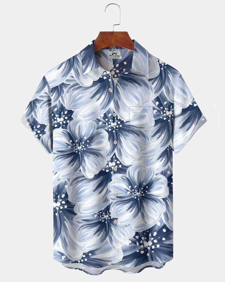 Alohadaddy® Hawaiian Floral Print Art Button Pocket Cardigan Men&