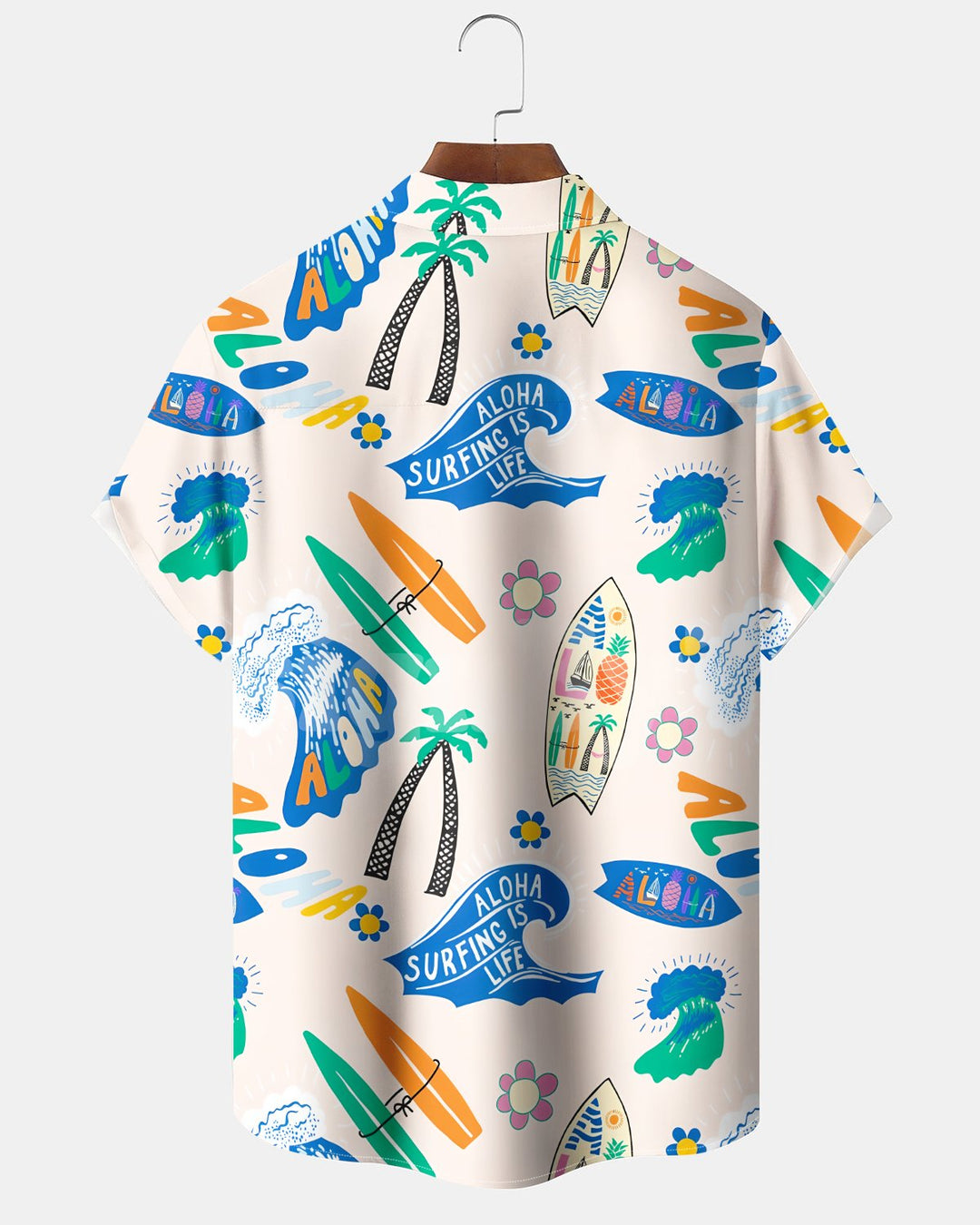 Alohadaddy® Hawaiian Beach Resort Print Art Button Pocket Cardigan Men&