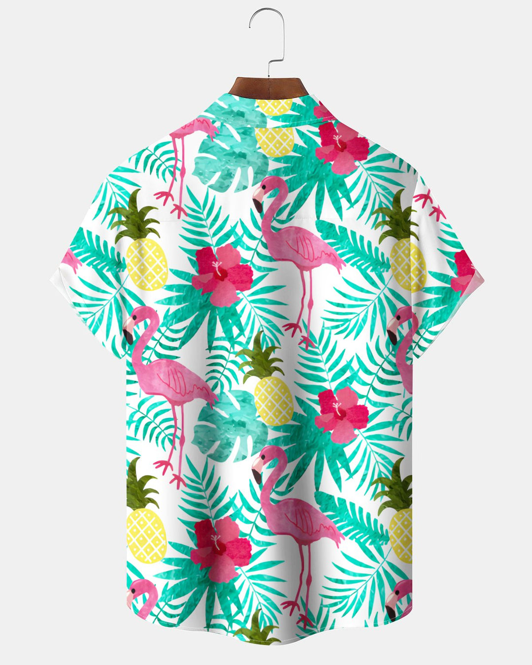Alohadaddy® Hawaiian Flamingo Print Art Button Pocket Cardigan Men&