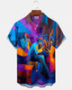 Alohadaddy® Vintage Art Print Short-Sleeve Men's Shirt  Button-Front Cardigan Style with Pocket