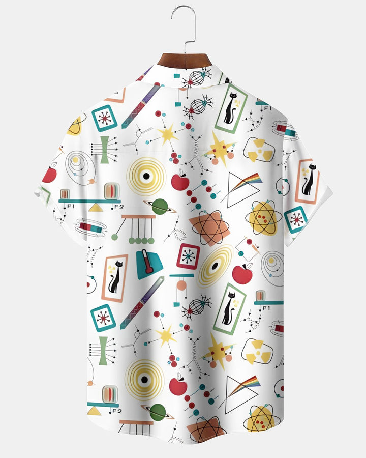 Alohadaddy® Casual Geometric Print Art Button Pocket Cardigan Men&