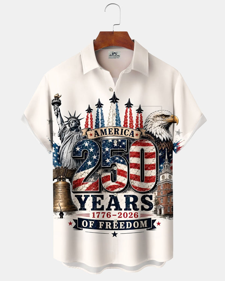 Alohadaddy® Holiday 250th Anniversary USA Print Art Button Pocket Cardigan Men&