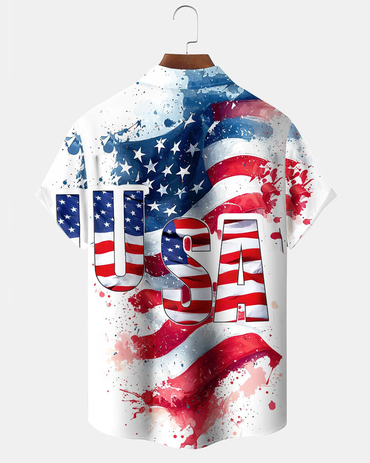 Alohadaddy® Holiday Flag Print Art Button Pocket Cardigan Men&